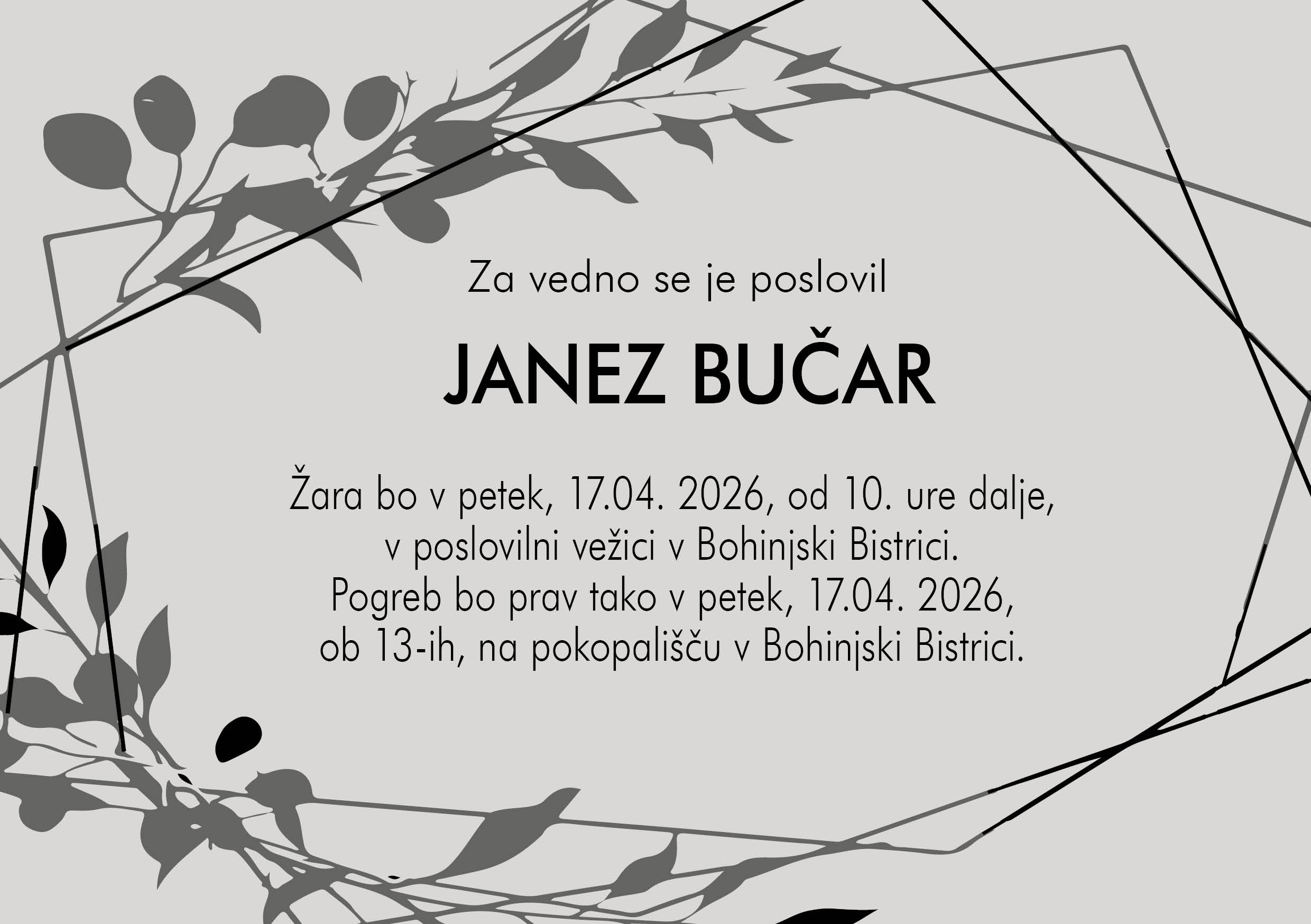 BUČAR JANEZ OSMRTNICA primer