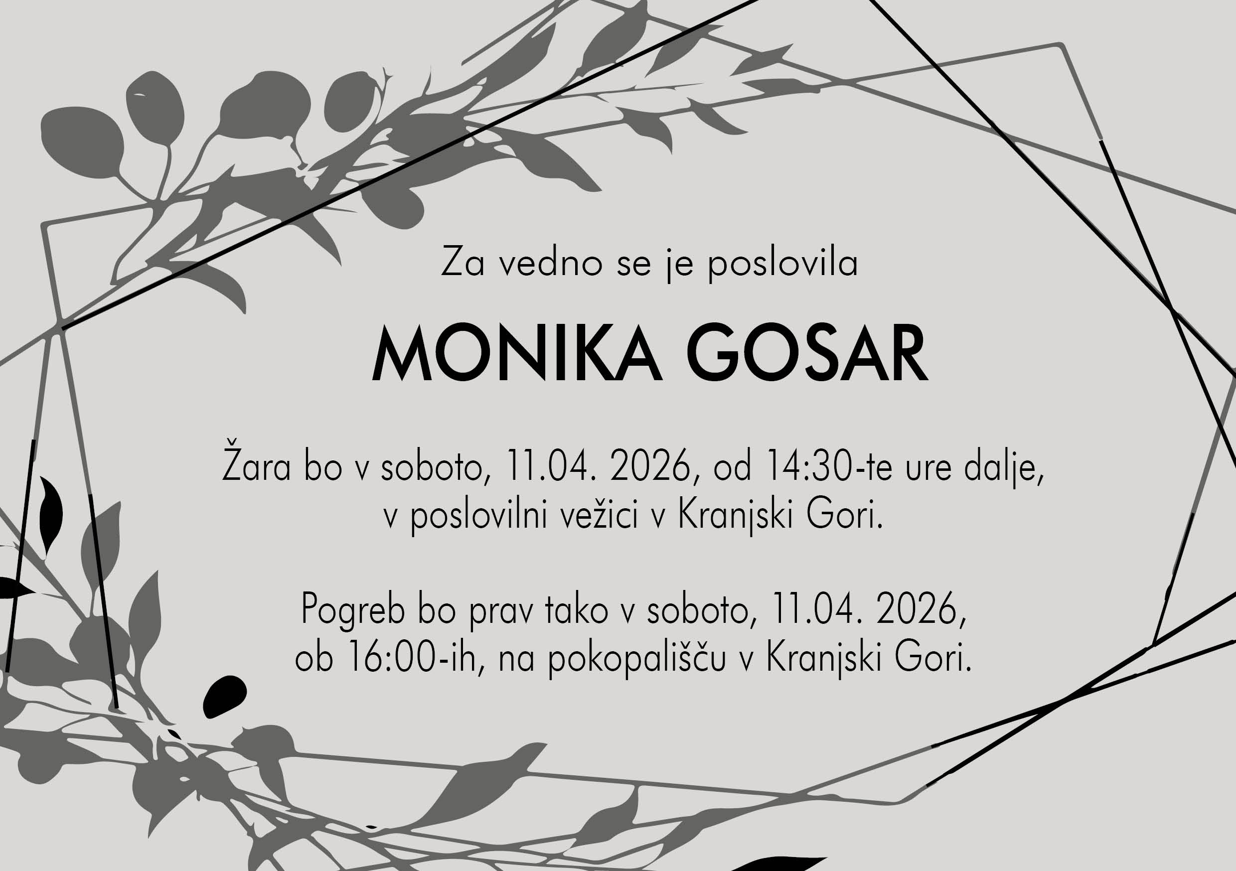 GOSAR MONIKA OSMRTNICA primer